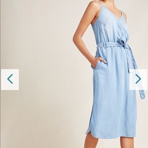 Anthro CLOTH AND STONE chambray surplice dress